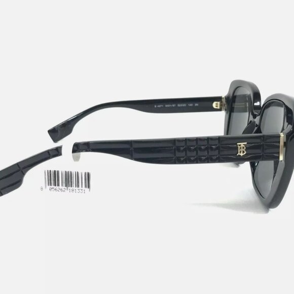 Ladies Burberry Sunglasses Black Square Frames with Gray Lenses - Picture 5 of 8